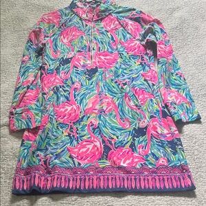 Lilly Pulitzer Pink and Green Tropical Print Dress